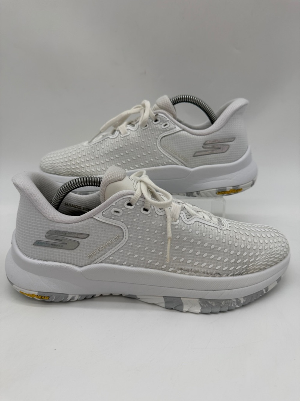 Skechers White Athletic Walking Sneakers with Gray Accents